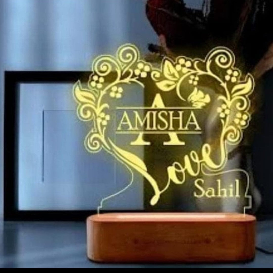 Flower Love 3d Customized illusion Lamp