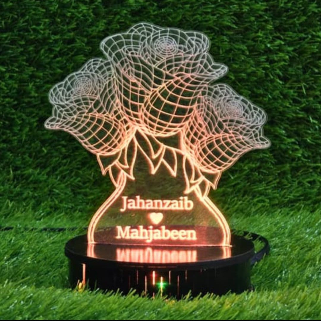 Rose Flower 3d Customized illusion Lamp