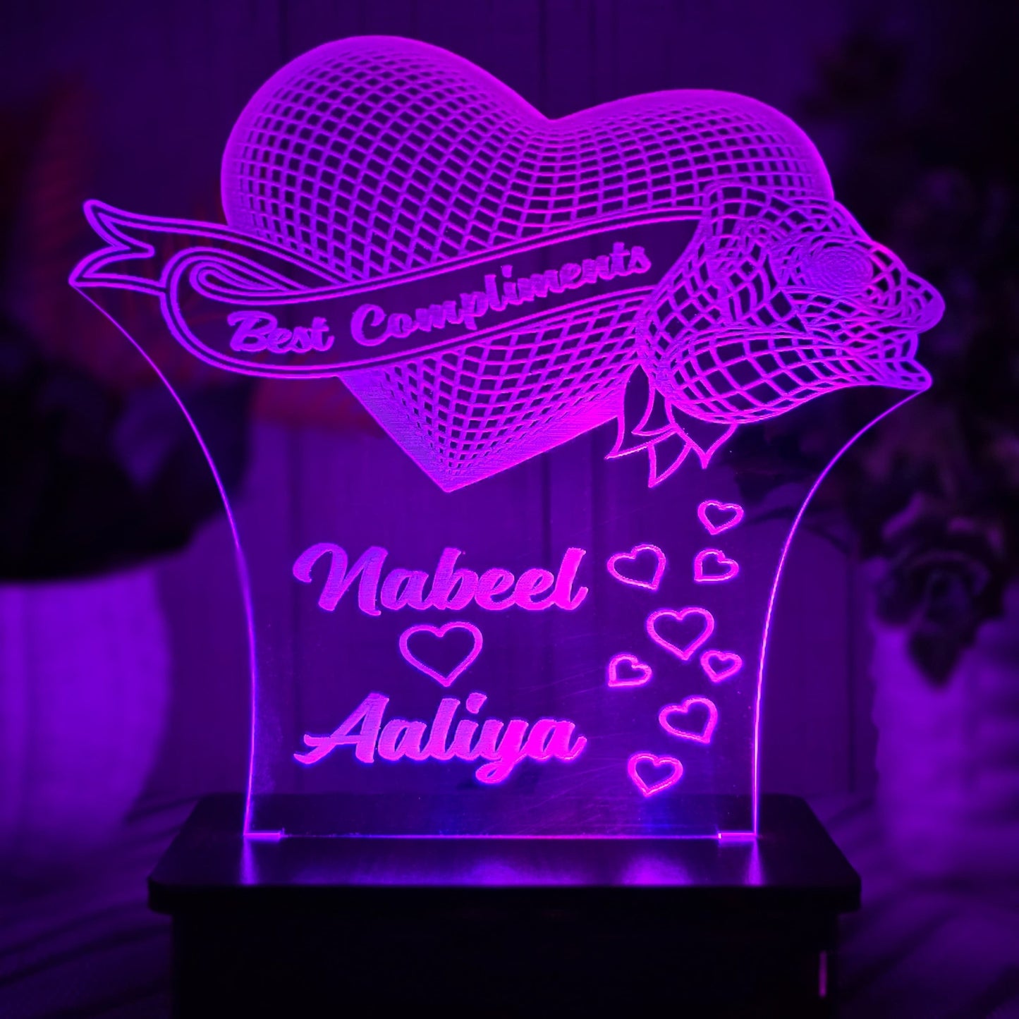 Heart And Rose Customized illusion Lamp