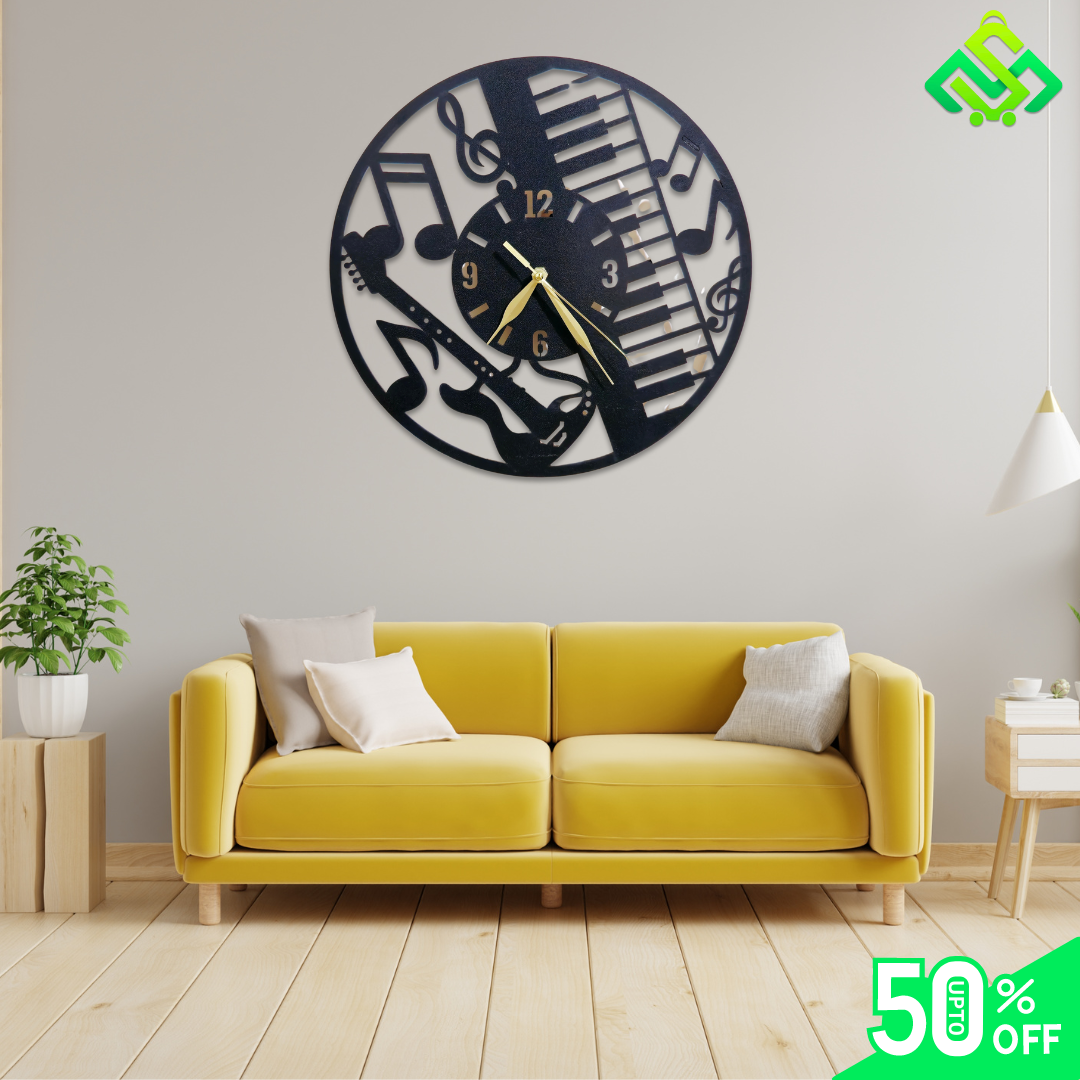Piano & Music Elements Wall Clock