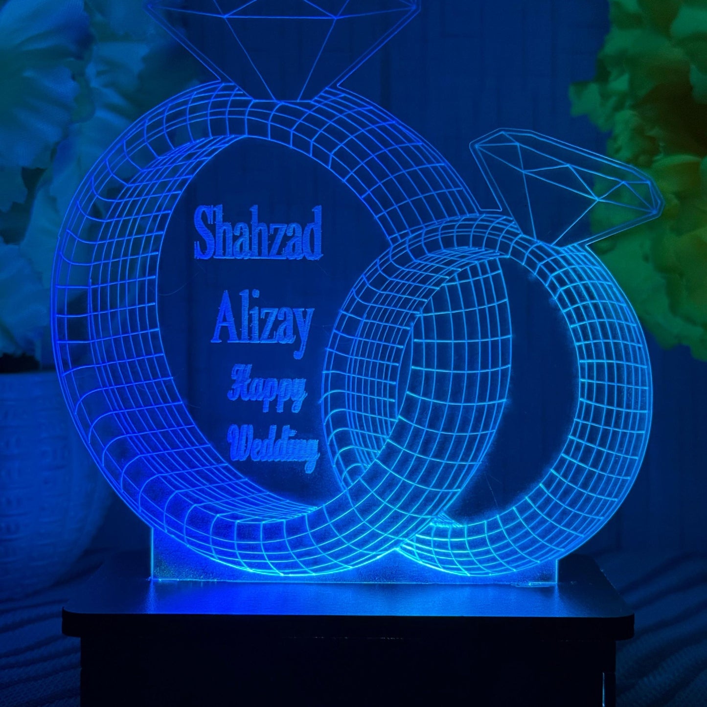 2 Diamond Ring 3d Customized illusion Lamp