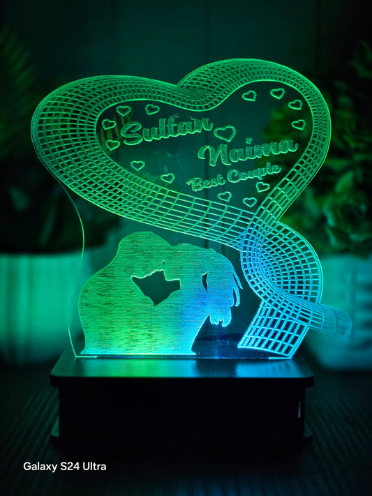 Pretty Couple Customised 3d illusion lamp