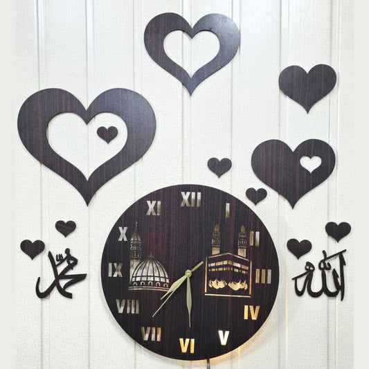 Islamic Allah Muhammad Wooden Wall Clock ZD-1