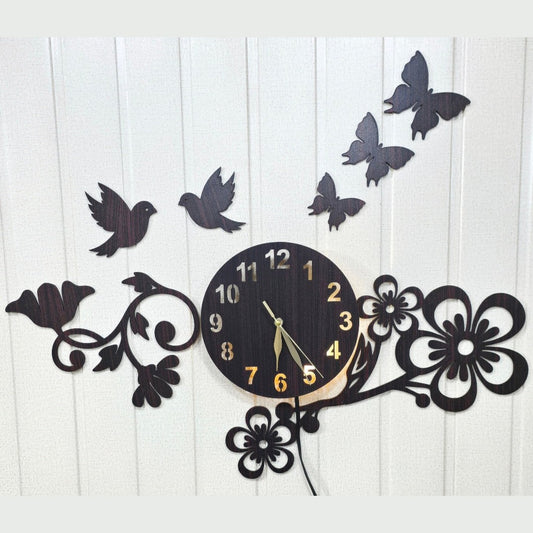 Flowers And Butterfly Wooden Wall Clock ZD-1