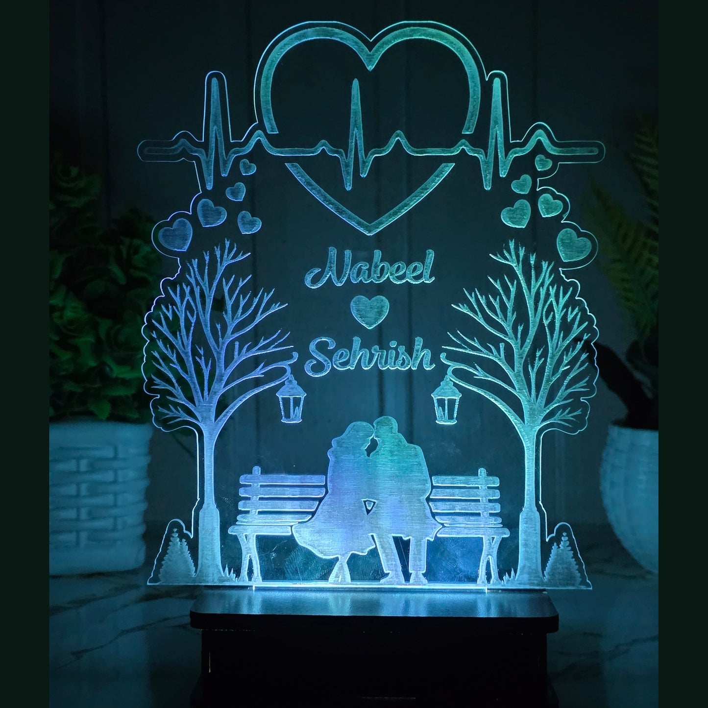 Couple And Tree 3d Customized Lamp