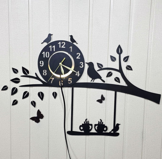 Beautiful Tea Cup Wooden Wall Clock